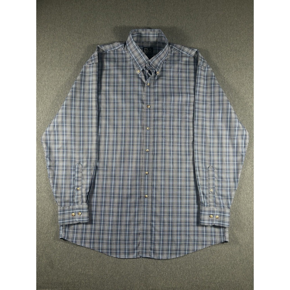 Jos. A. Bank Traveler's Collection Blue Plaid Button Down Shirt Size L